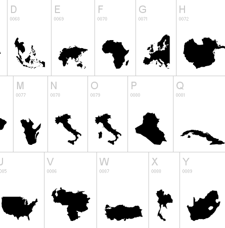 world map font