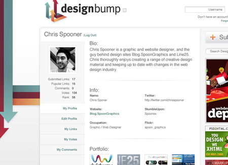 Design of the DesignBump user profiles
