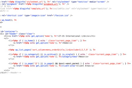 Coding the active menu states