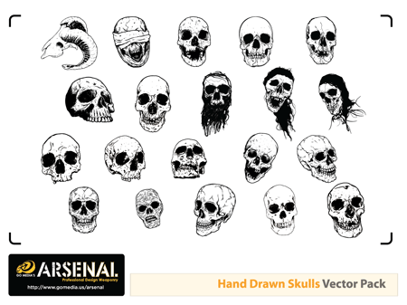 Hand drawn skulls preview