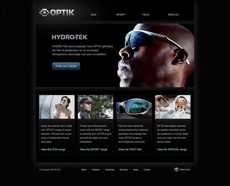Optik website design