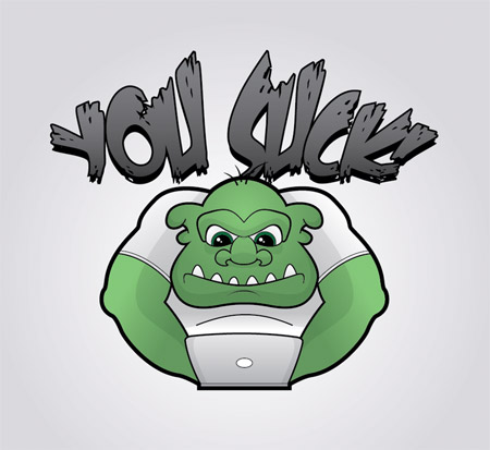 Grumpy vector troll character