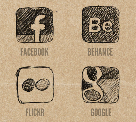 Facebook, Behance, Flickr and Google Icons