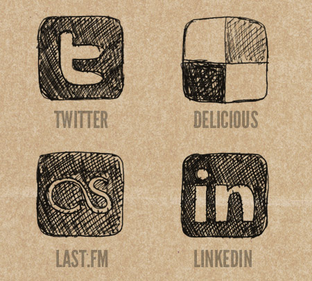 Twitter, Deliciou, LastFM and LinkedIn Icons