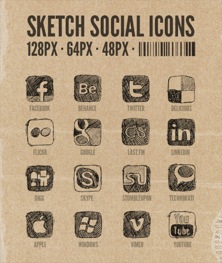 Free social sketch icons