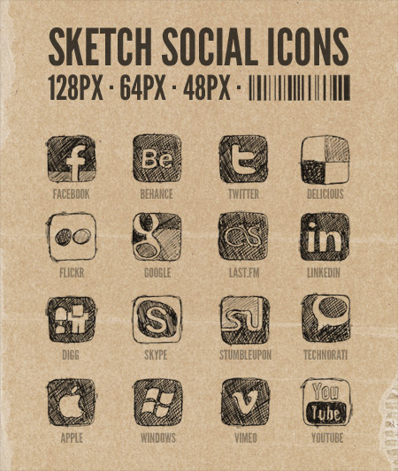 FREE Sketch Social Icons FREE Sketch Social Icons